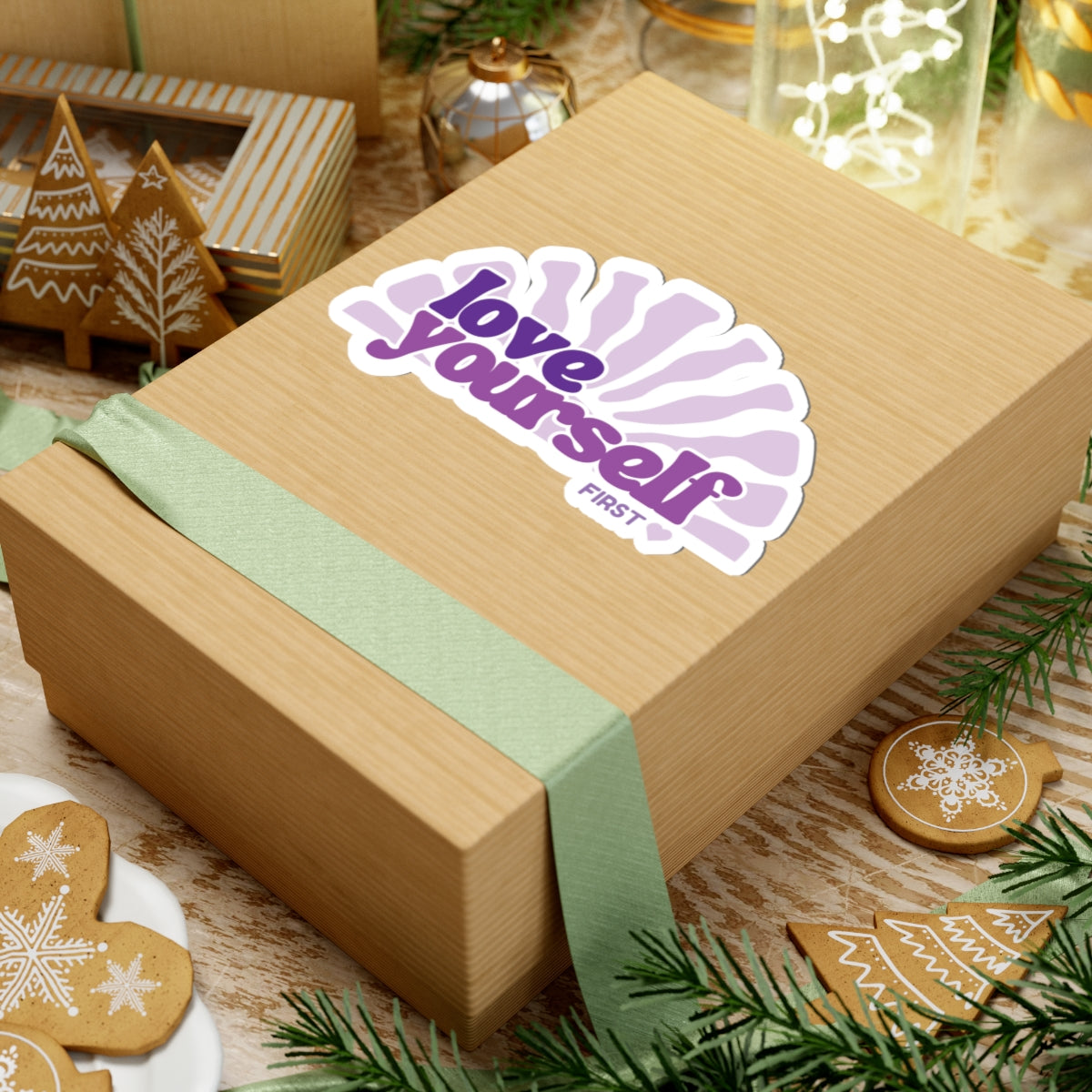 Love Yourself First sticker | Self Care purple die-cut vinyl sticker purple