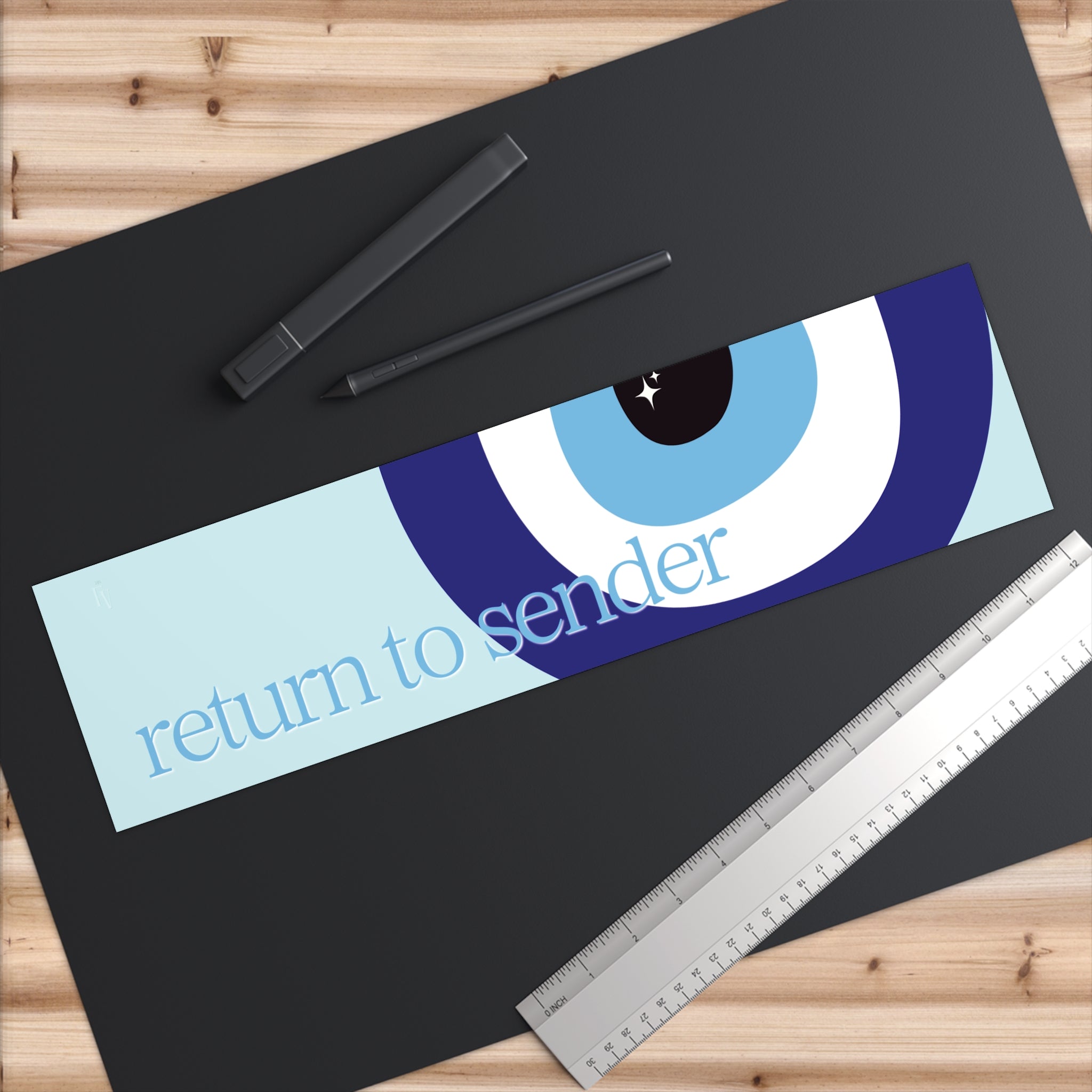 Return to Sender bumper sticker | Evil eye design, blue protection decal