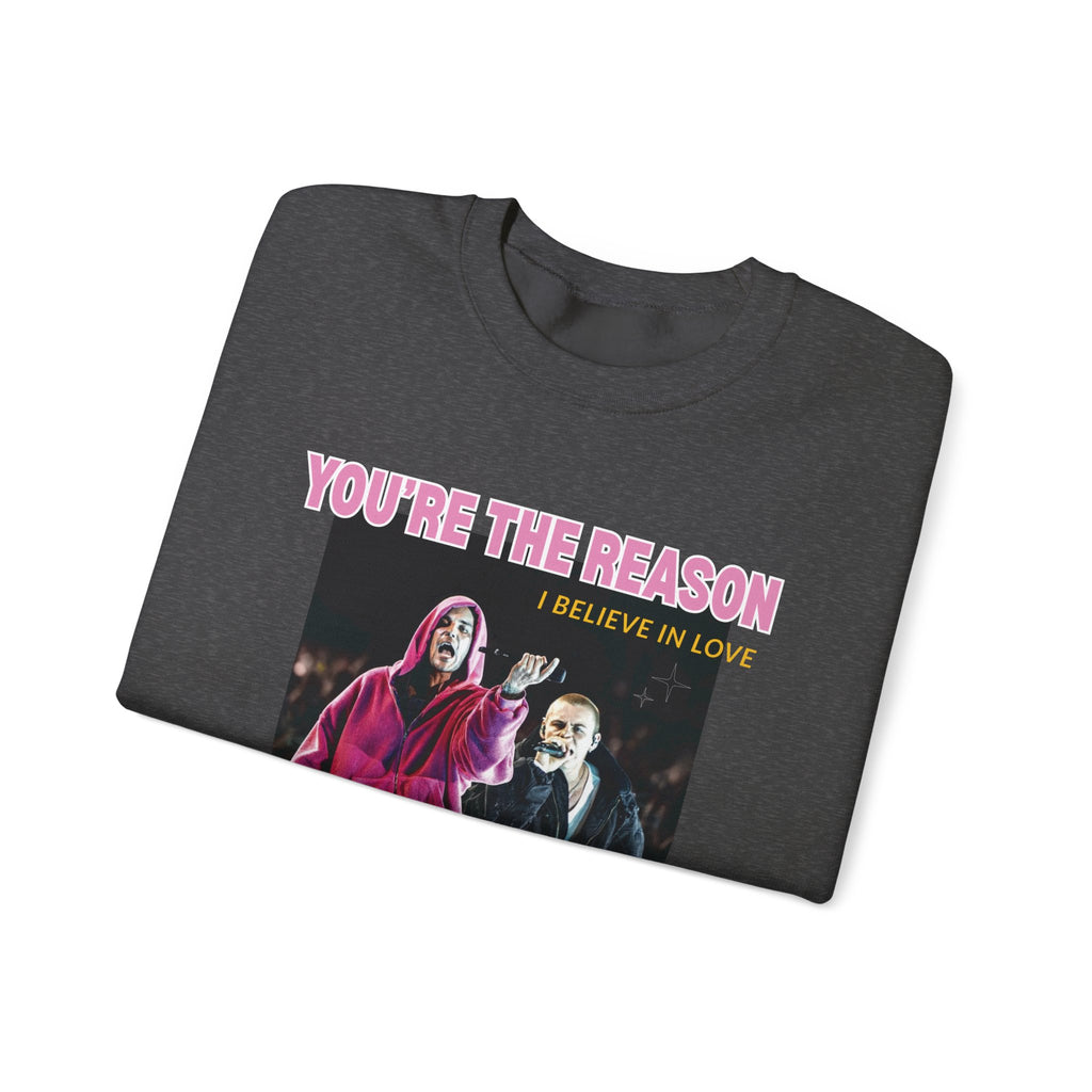 Bieb x Laroi Crewneck Sweatshirt — 'I Believe in Love' Graphic Pullover