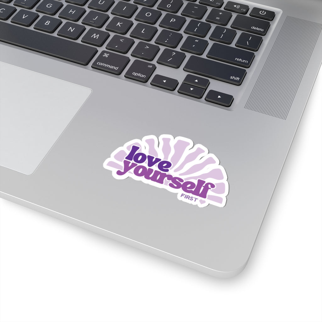 Love Yourself First sticker | Self Care purple die-cut vinyl sticker purple
