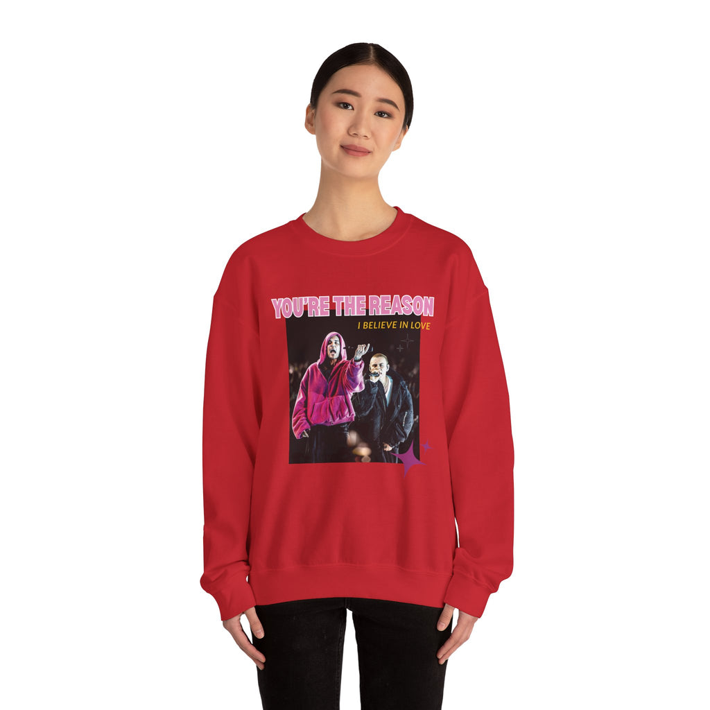 Bieb x Laroi Crewneck Sweatshirt — 'I Believe in Love' Graphic Pullover