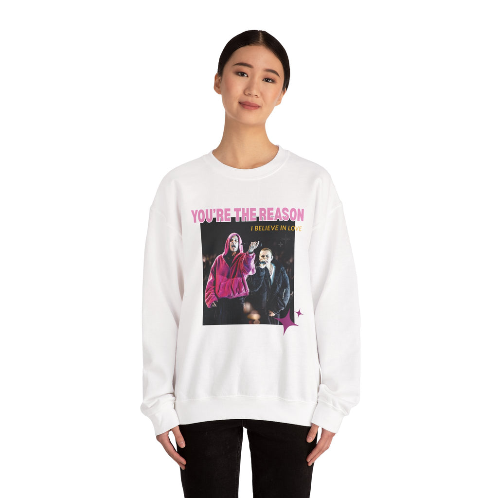 Bieb x Laroi Crewneck Sweatshirt — 'I Believe in Love' Graphic Pullover