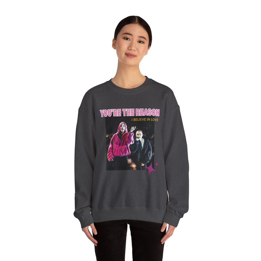 Bieb x Laroi Crewneck Sweatshirt — 'I Believe in Love' Graphic Pullover