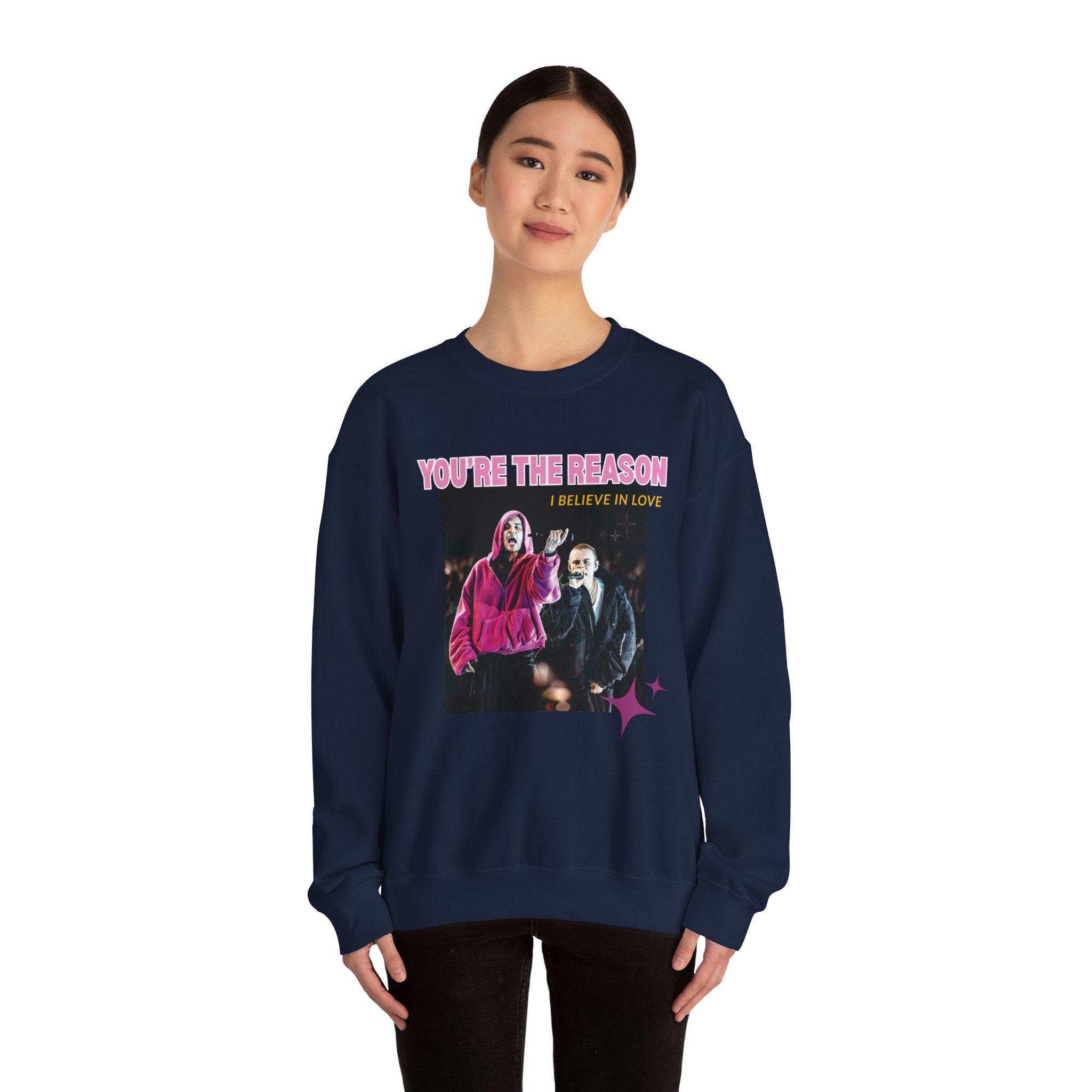 Bieb x Laroi Crewneck Sweatshirt — 'I Believe in Love' Graphic Pullover