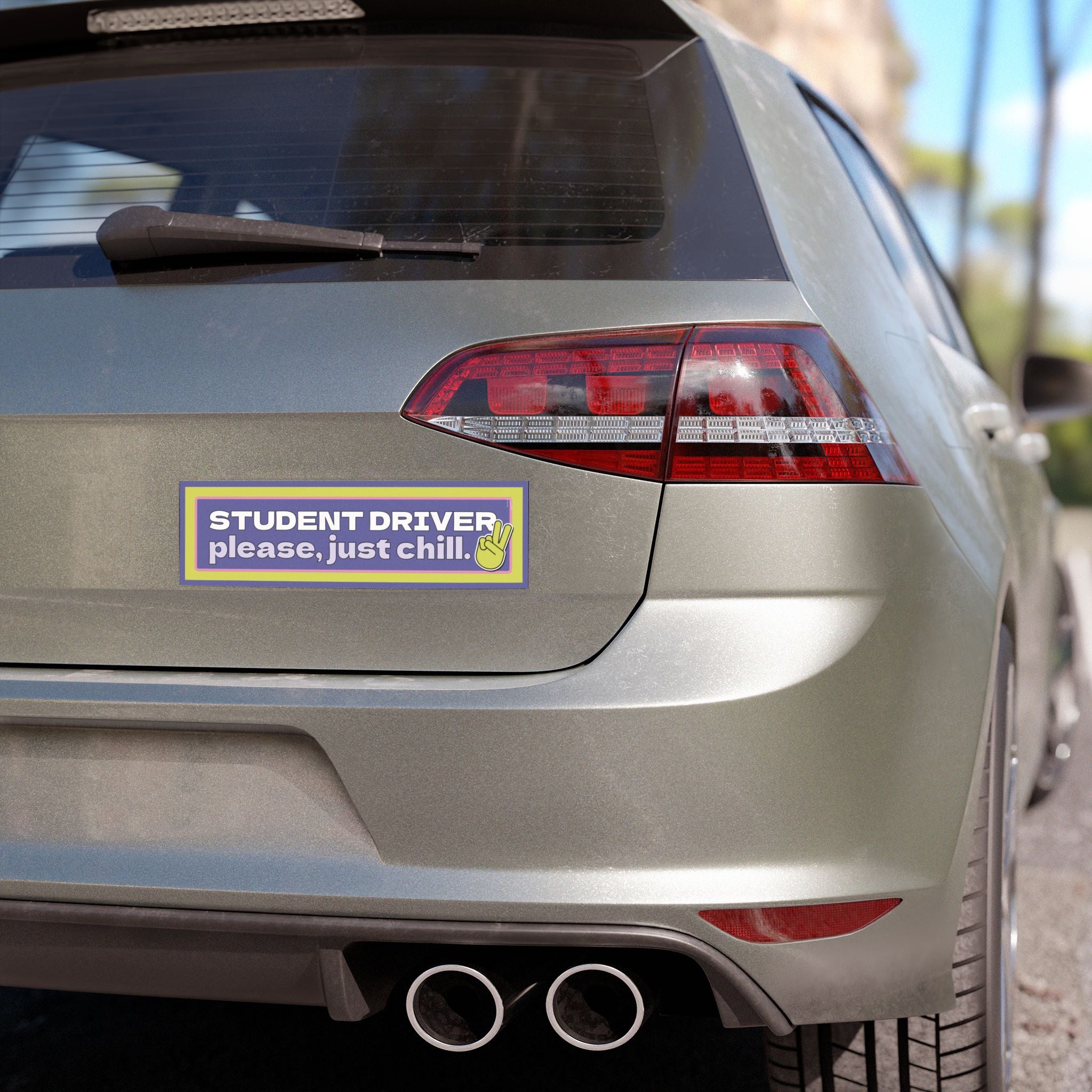 Car Magnet — "Student Driver, please, just chill." Peace Sign Bumper Sticker-Style Reminder