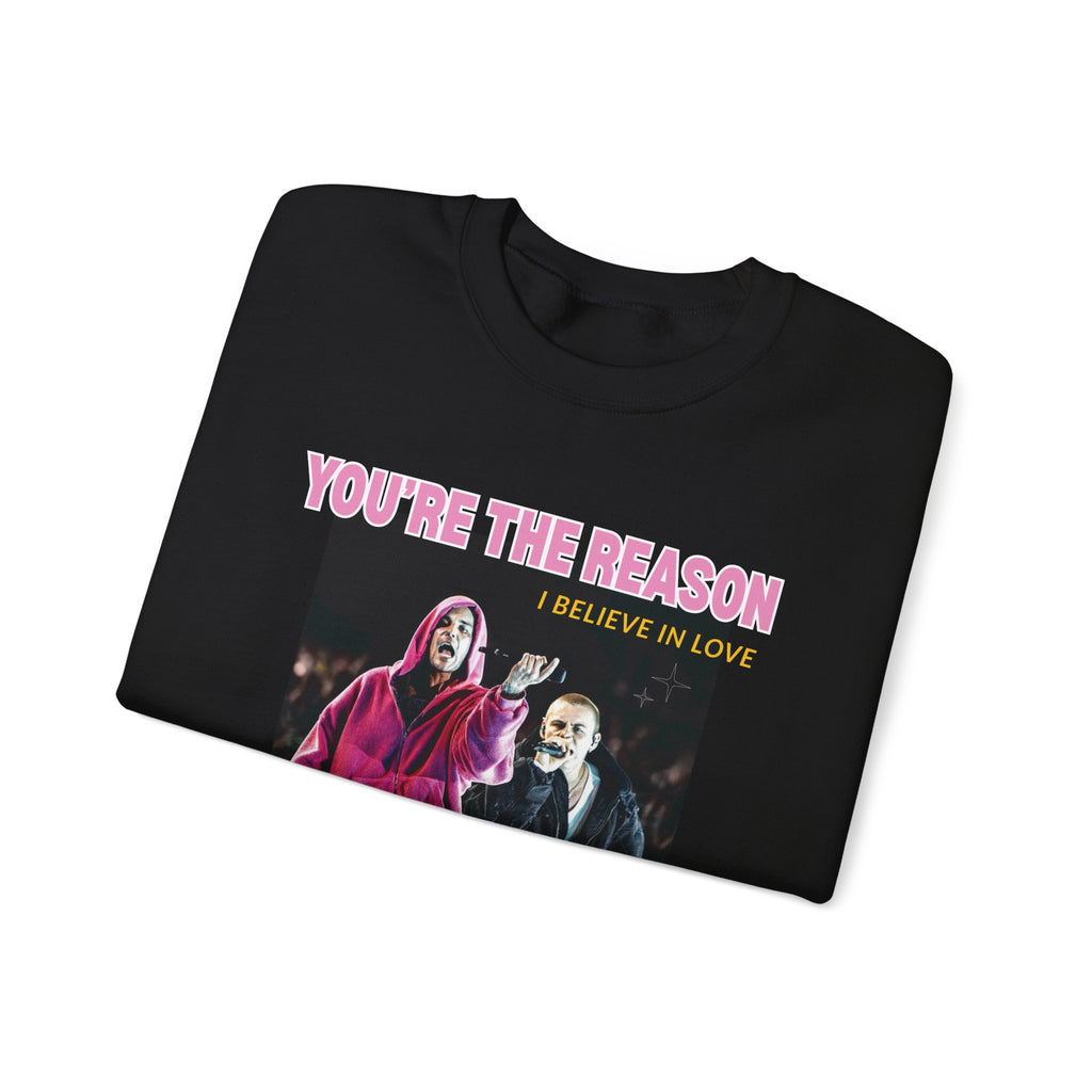 Bieb x Laroi Crewneck Sweatshirt — 'I Believe in Love' Graphic Pullover