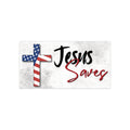 Jesus Saves American Flag Cross Sticker — Patriotic Christian Bumper Sticker