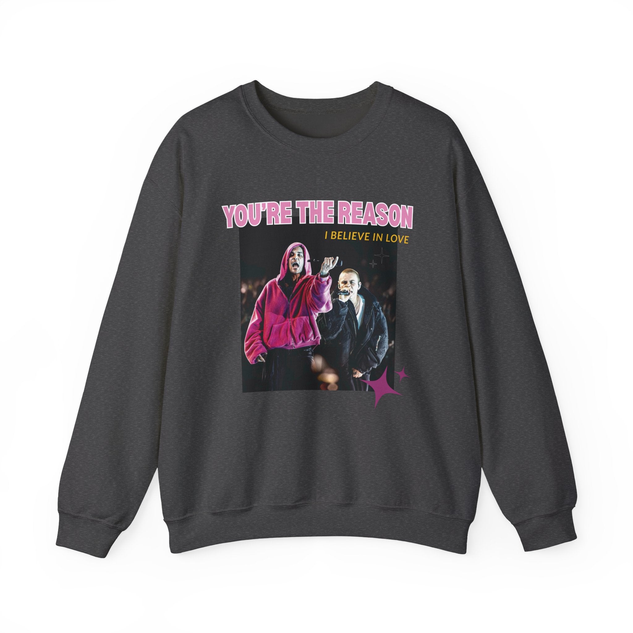 Bieb x Laroi Crewneck Sweatshirt — 'I Believe in Love' Graphic Pullover