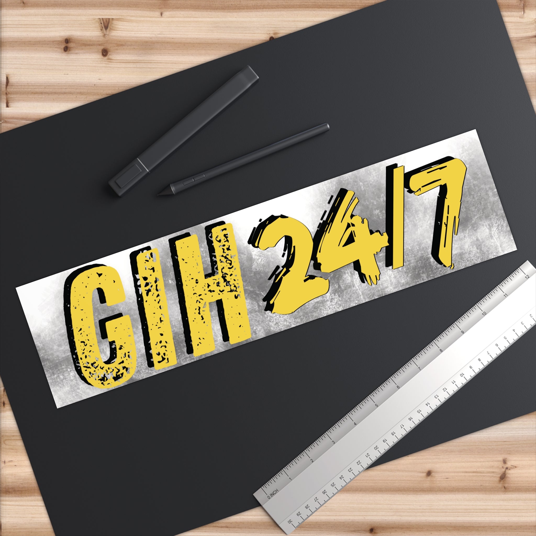 Give It Hell 24/7 Bumper Sticker - Bold Yellow Distressed Decal
