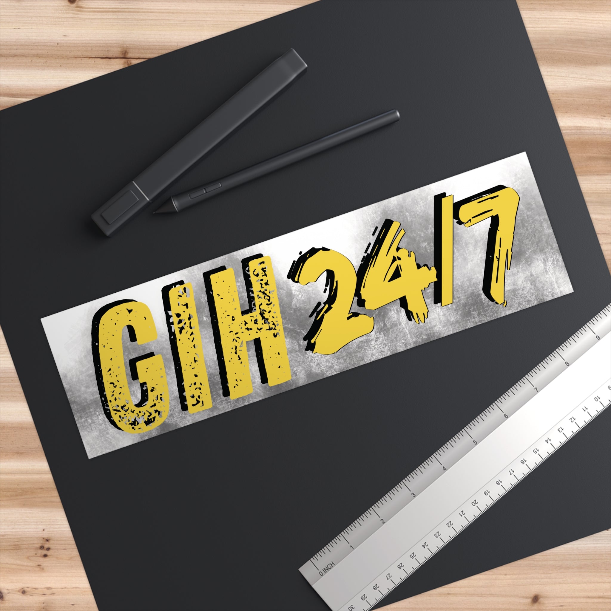 Give It Hell 24/7 Bumper Sticker - Bold Yellow Distressed Decal