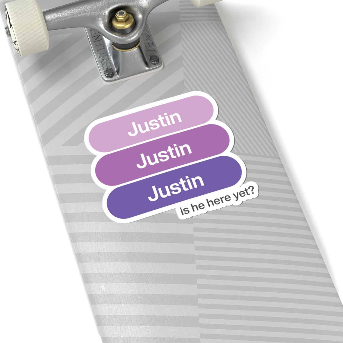 Personalized ‘Justin’ (JB) Gradient Kiss-Cut Sticker (is he here yet?)