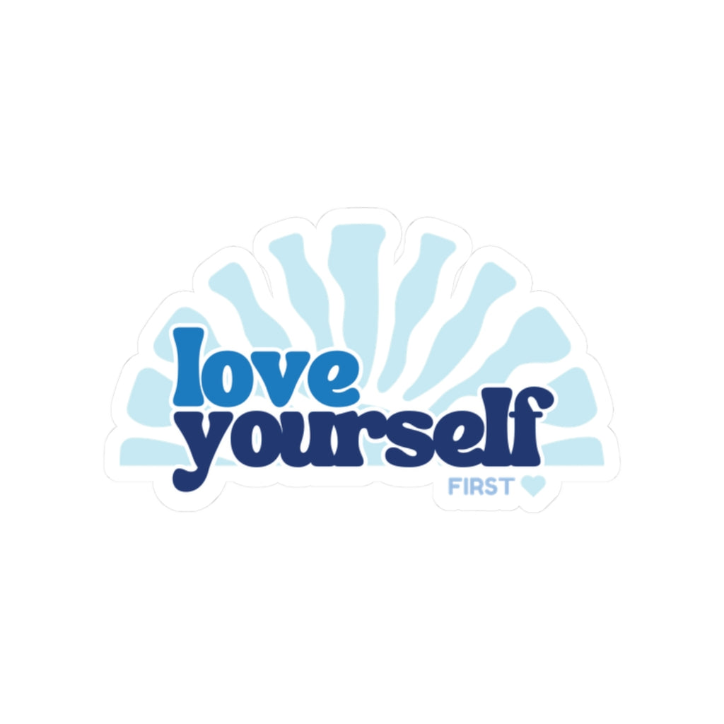 Love Yourself sticker | self care slogan kiss-cut sticker blue