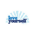 Love Yourself sticker | self care slogan kiss-cut sticker blue