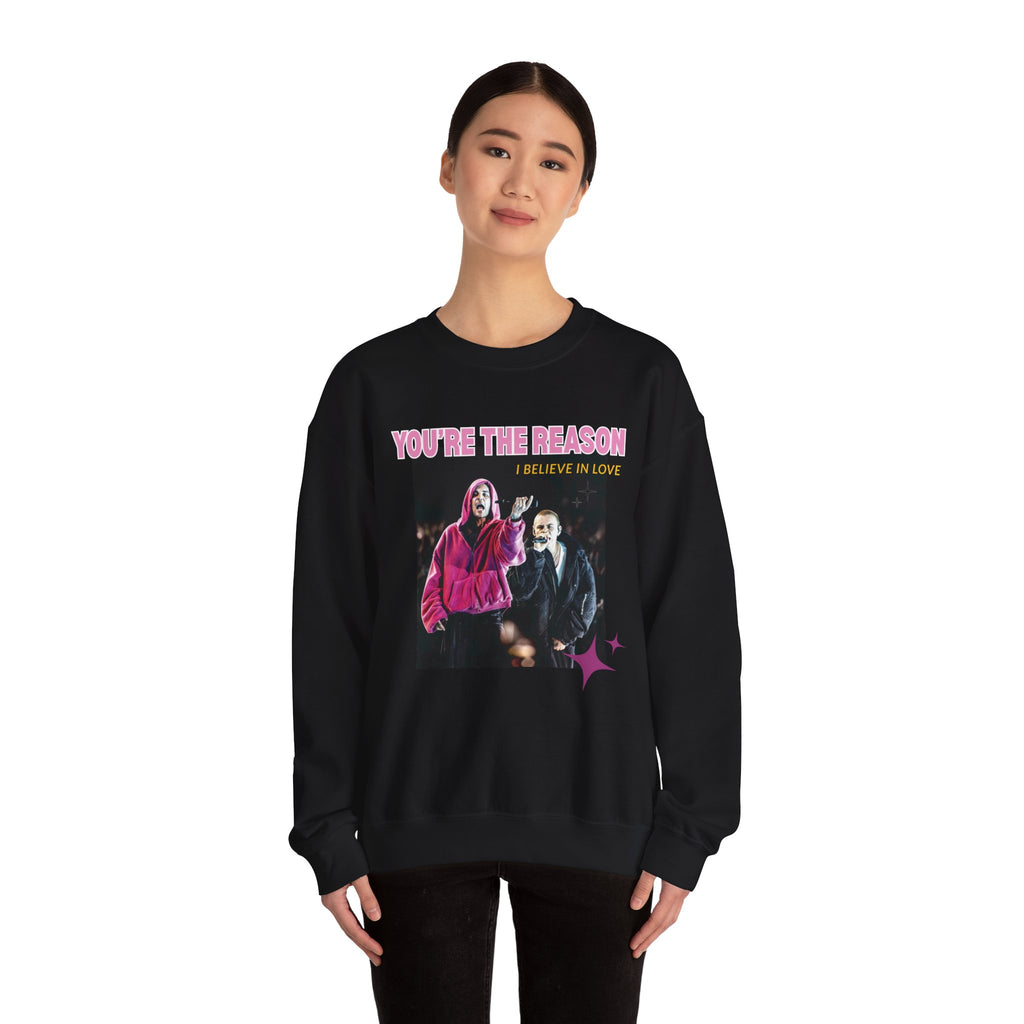 Bieb x Laroi Crewneck Sweatshirt — 'I Believe in Love' Graphic Pullover