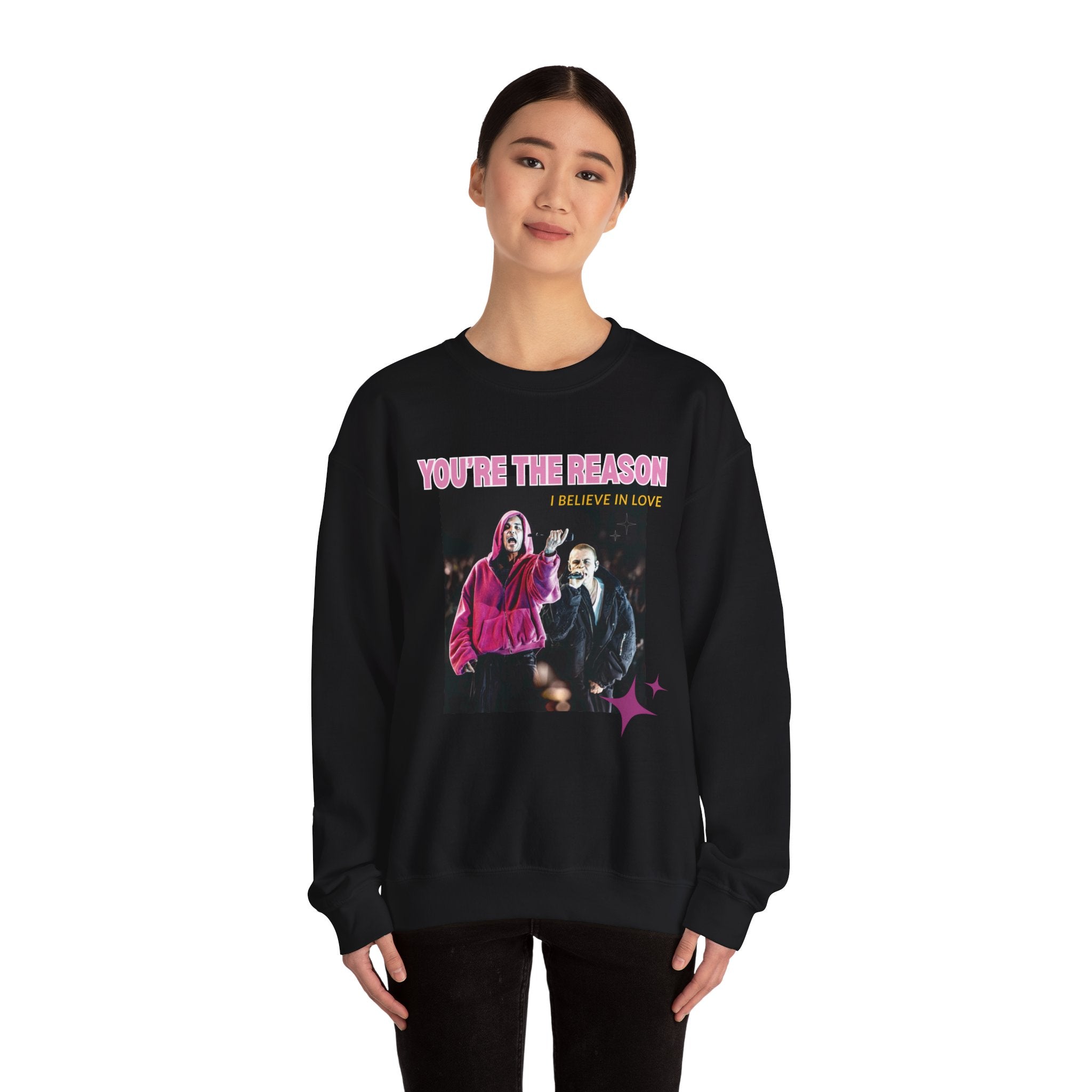 Bieb x Laroi Crewneck Sweatshirt — 'I Believe in Love' Graphic Pullover