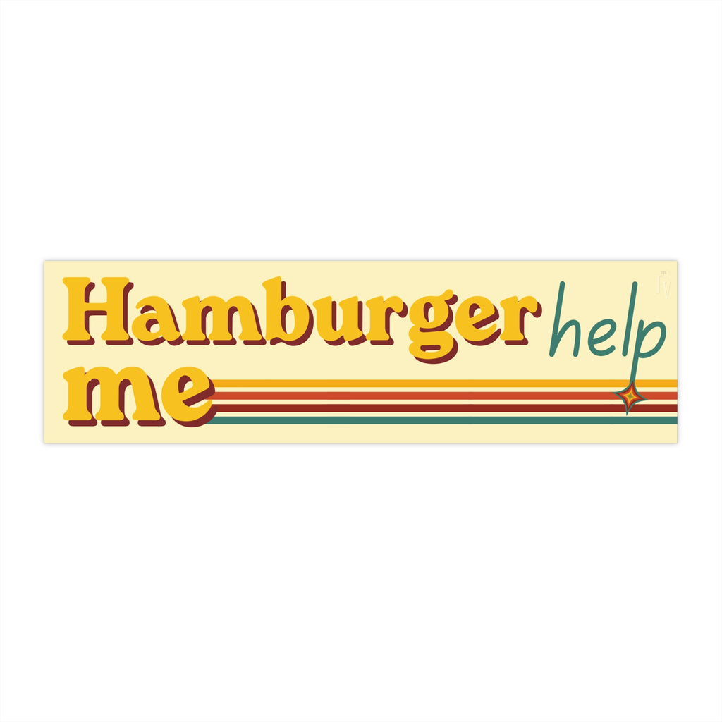 Retro "Hamburger Me Help" Bumper Sticker - Vintage Striped Car Decal