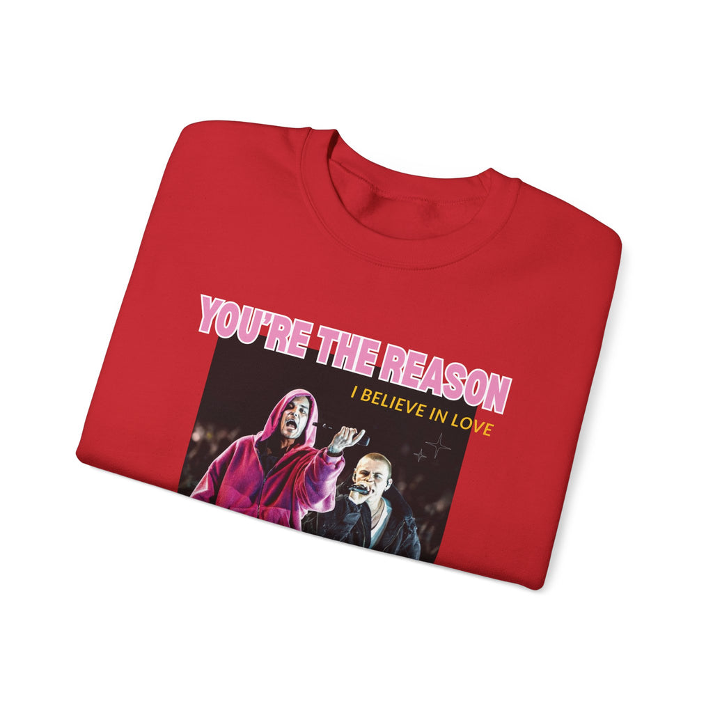 Bieb x Laroi Crewneck Sweatshirt — 'I Believe in Love' Graphic Pullover